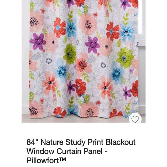 Pillowfort Nature Study Print Blackout Window Curtain 42" x 84" 1 Panel‎ New - Picture 4 of 7